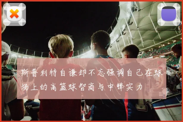 斯普利特自谦却不忘强调自己在球场上的高篮球智商与中锋实力